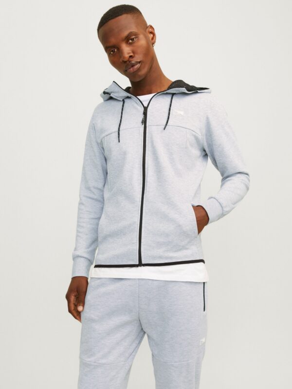 Jack & Jones JCOAIR SWEAT ZIP HOOD NOOS Light Grey Melange