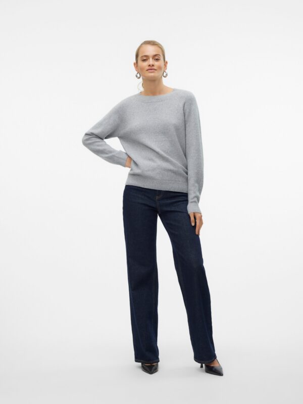 Vero Moda VMDOFFY LS O-NECK BLOUSE GA NOOS Light Grey Melange