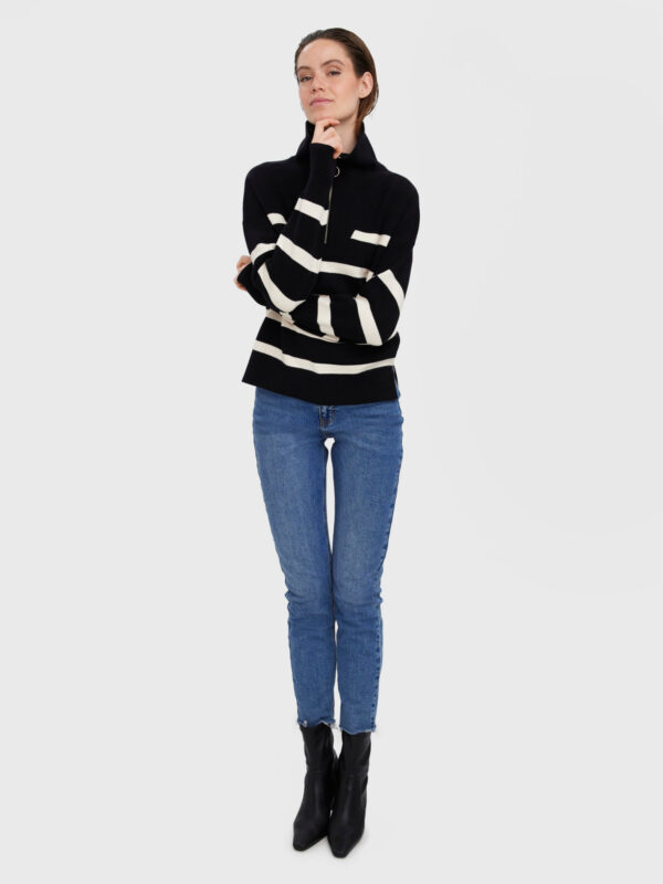 Vero Moda VMSABA STRIPE LS HIGHNECK BLOUSE GA NOOS Black