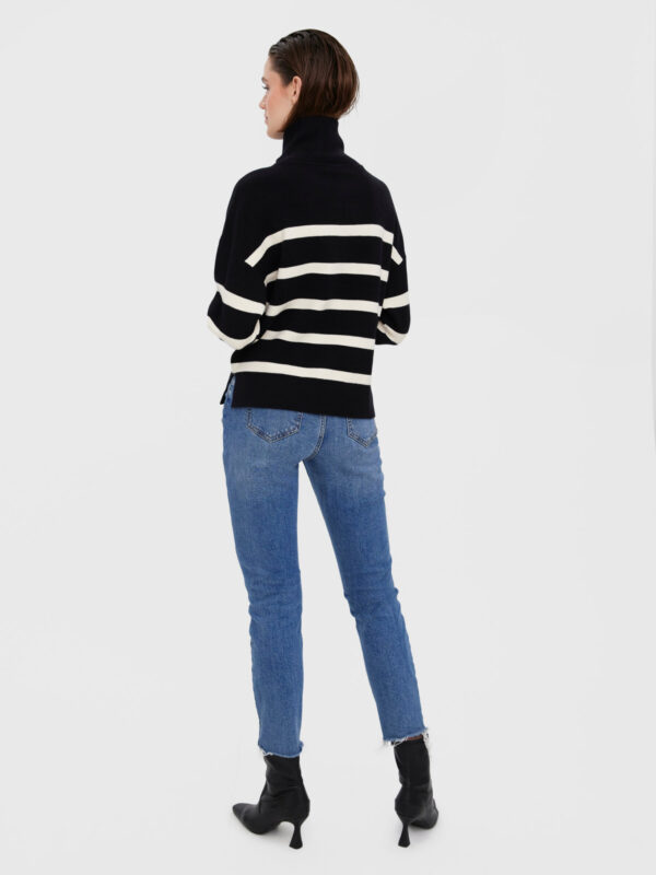 Vero Moda VMSABA STRIPE LS HIGHNECK BLOUSE GA NOOS Black