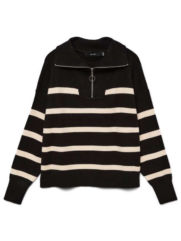 Vero Moda VMSABA STRIPE LS HIGHNECK BLOUSE GA NOOS Black