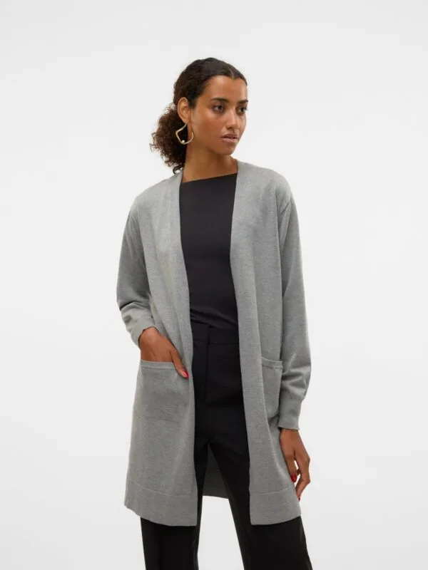 Vero Moda VMSILJE LS OPEN CARDIGAN GA NOOS Medium Grey Melange
