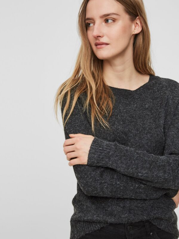 Vero Moda VMDOFFY LS O-NECK BLOUSE GA NOOS Black MELANGE