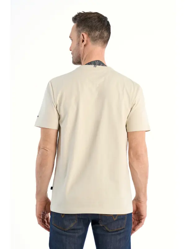 Bison O-neck Tee print 80-400144 LT SAND