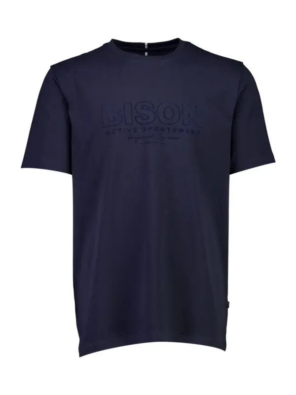 Bison O-neck Tee print 80-400144 NAVY