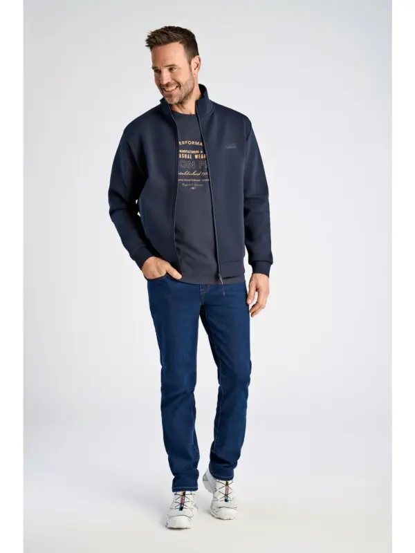 Bison Soft Superflex Sweat Cardigan 80-701025 NAVY