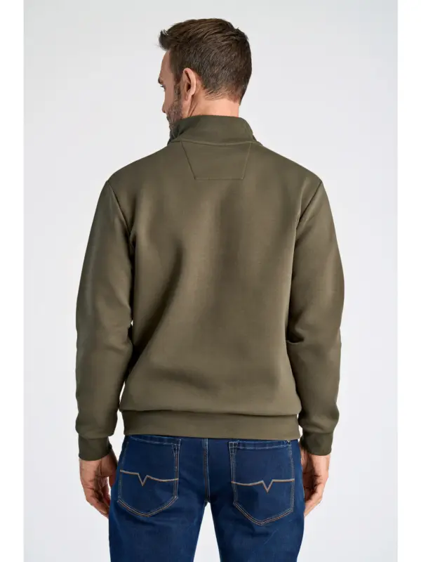 Bison Soft Superflex Zip Neck Sweat 80-701026 DK GREEN