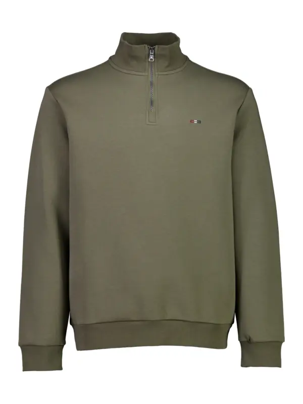 Bison Soft Superflex Zip Neck Sweat 80-701026 DK GREEN
