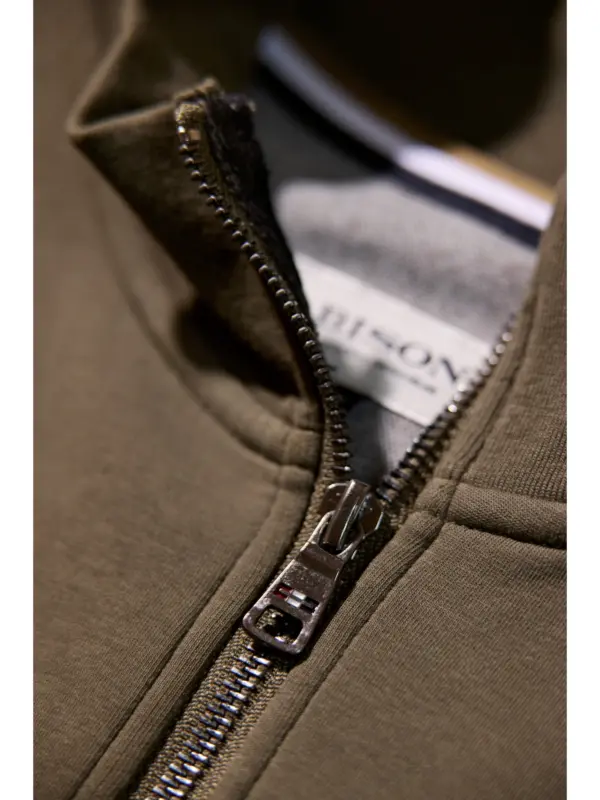 Bison Soft Superflex Zip Neck Sweat 80-701026 DK GREEN