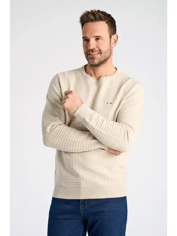 Bison Structure O-neck Knit 80-801052 LT SAND