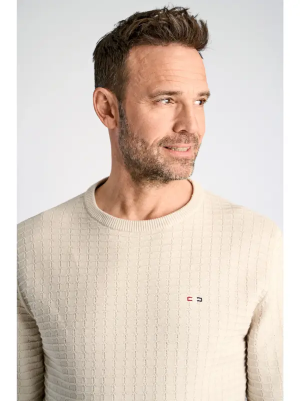 Bison Structure O-neck Knit 80-801052 LT SAND