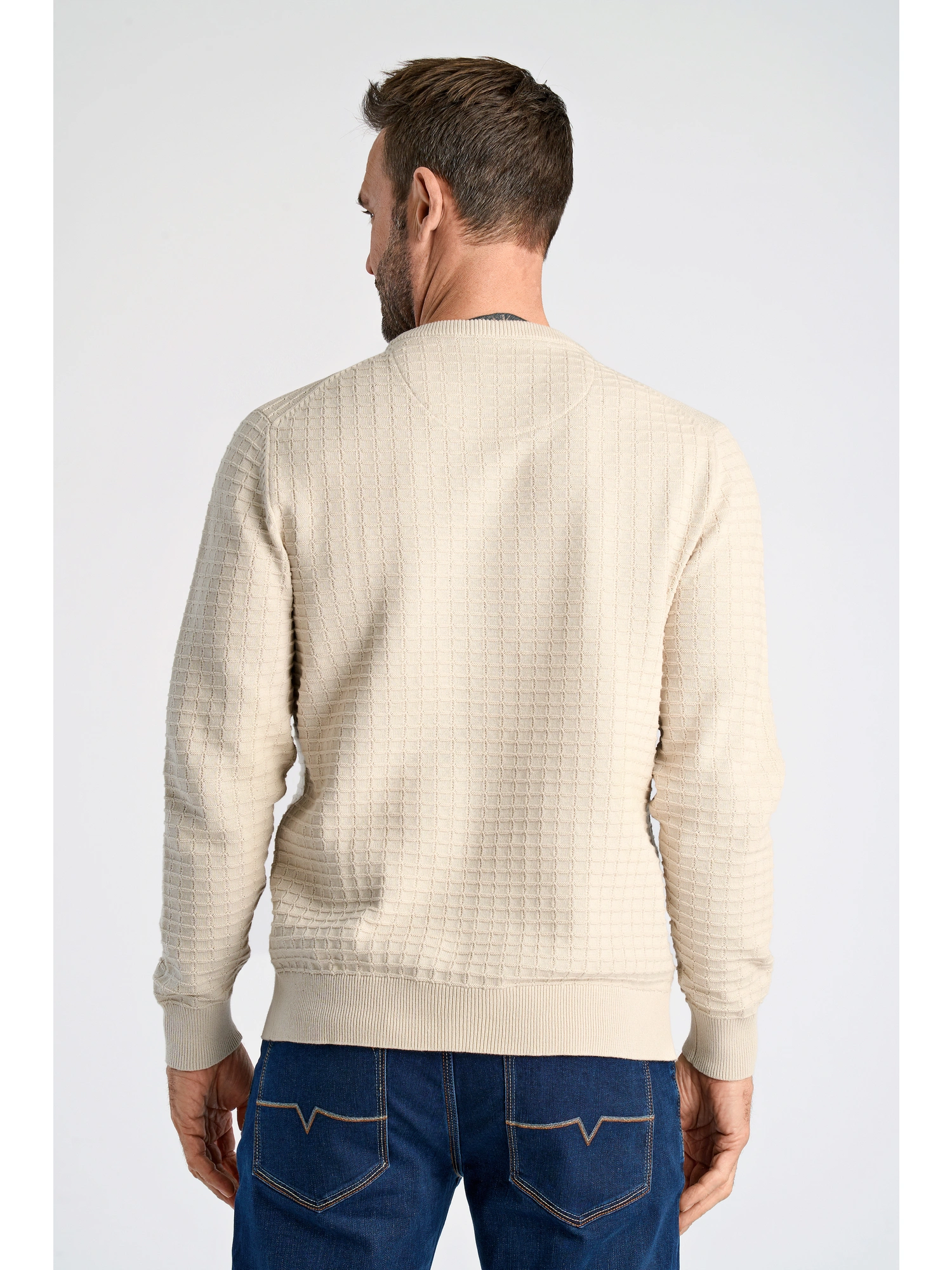 Bison Structure O-neck Knit 80-801052 LT SAND