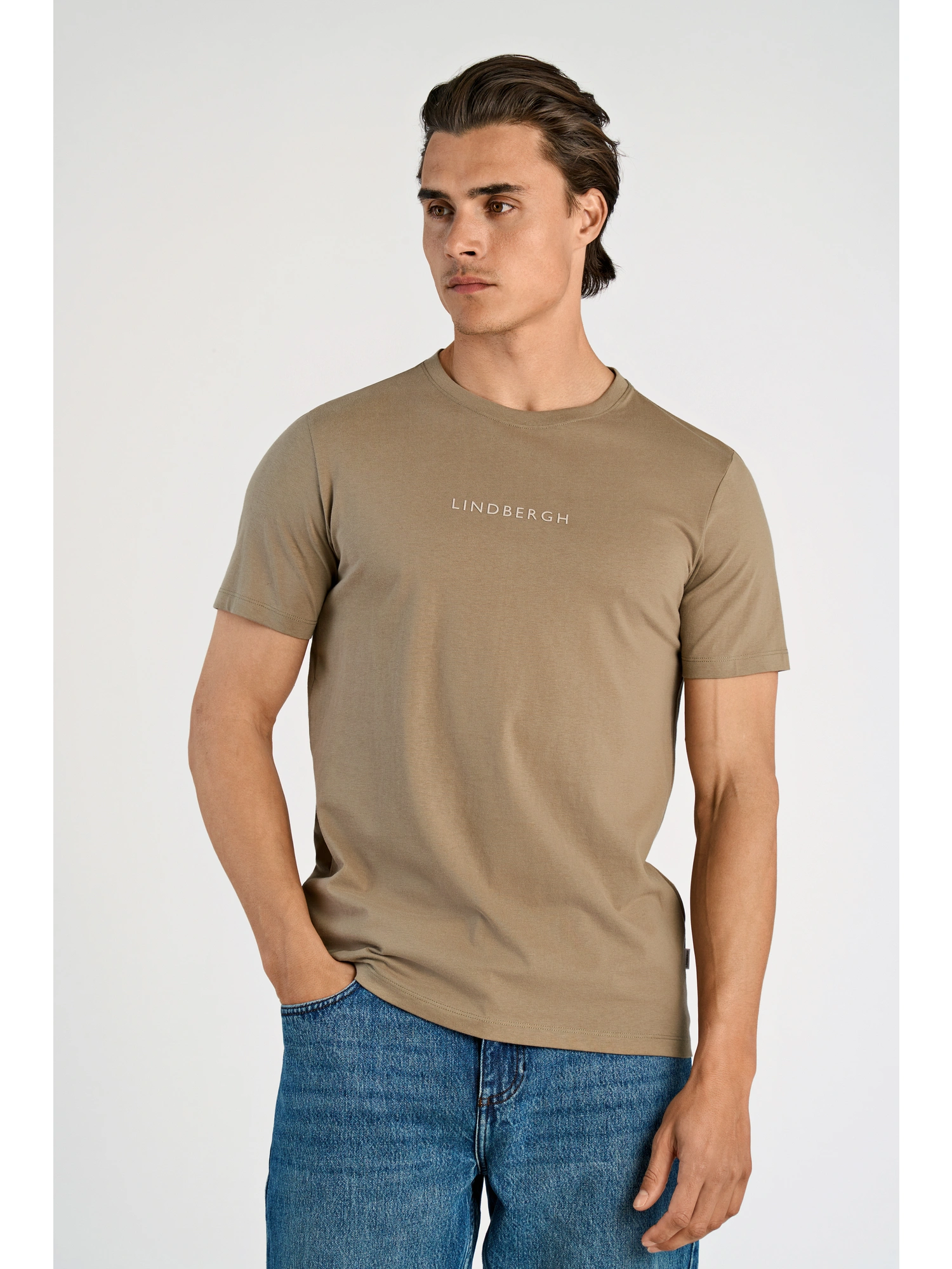 Lindbergh Print Tee 30-400200B MUD STONE