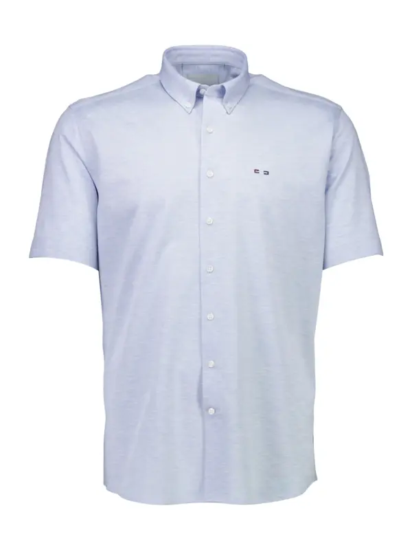 Bison Knitted Piqué Skjorte LT BLUE MEL