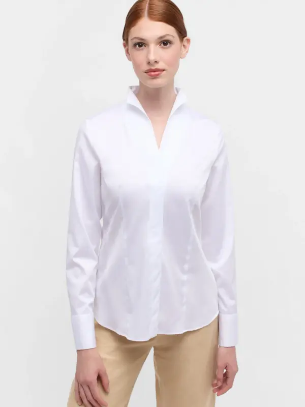 ETERNA Satin Shirt Blouse Skjorte Hvid