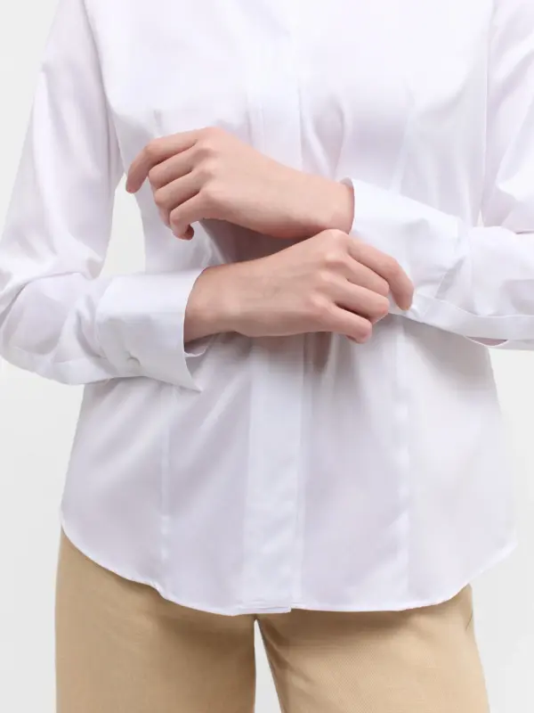 ETERNA Satin Shirt Blouse Skjorte Hvid