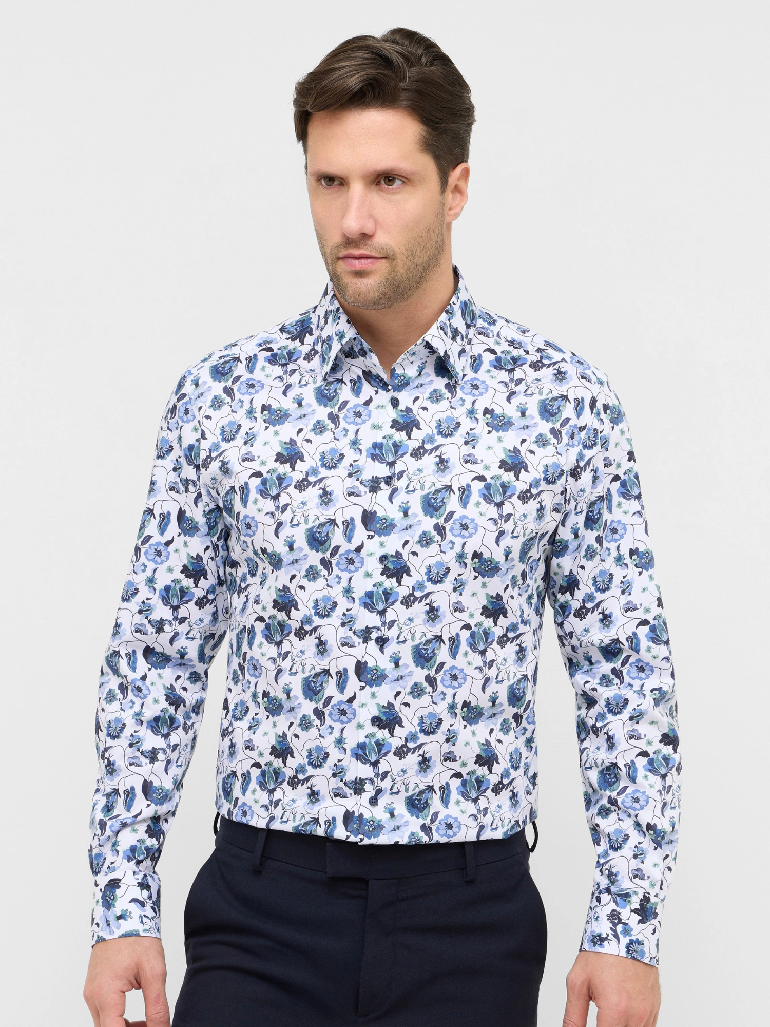 Eterna Twill Skjorte 1398_17X171 Denim