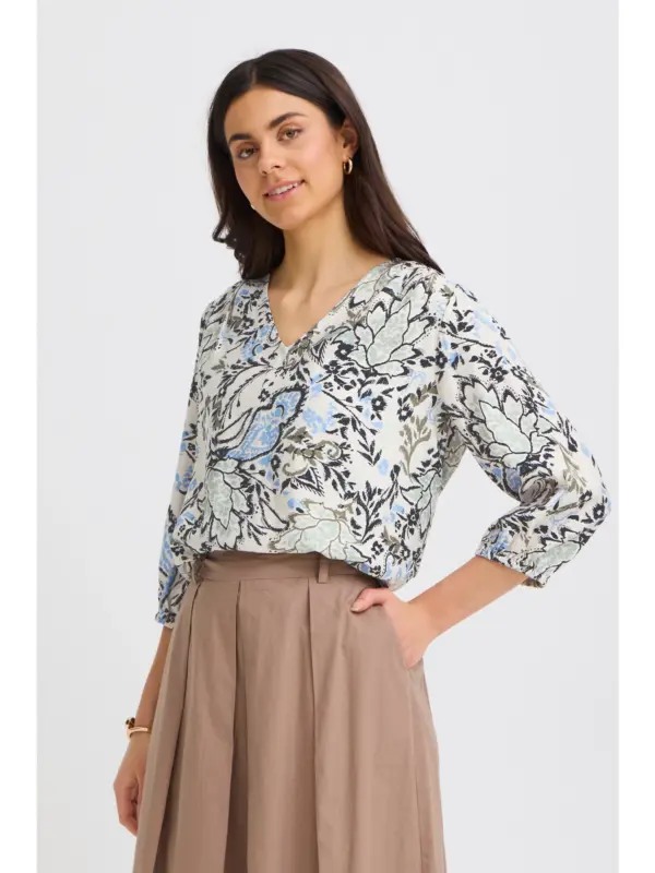 Fransa FRARIANA BL 6 Bluse FEMI BOUQUET GRAY MORN