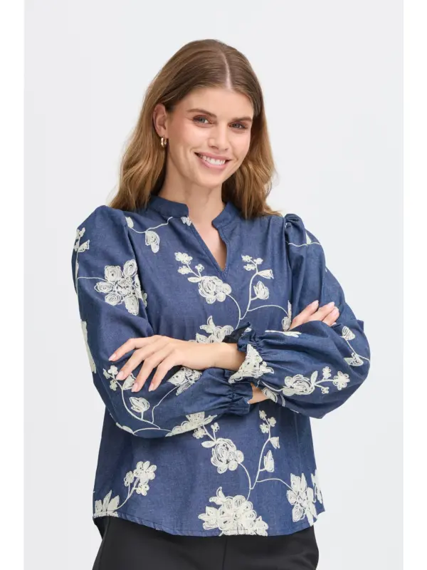 Fransa FRDARANA BL 1 Bluse MID BLUE EMB.