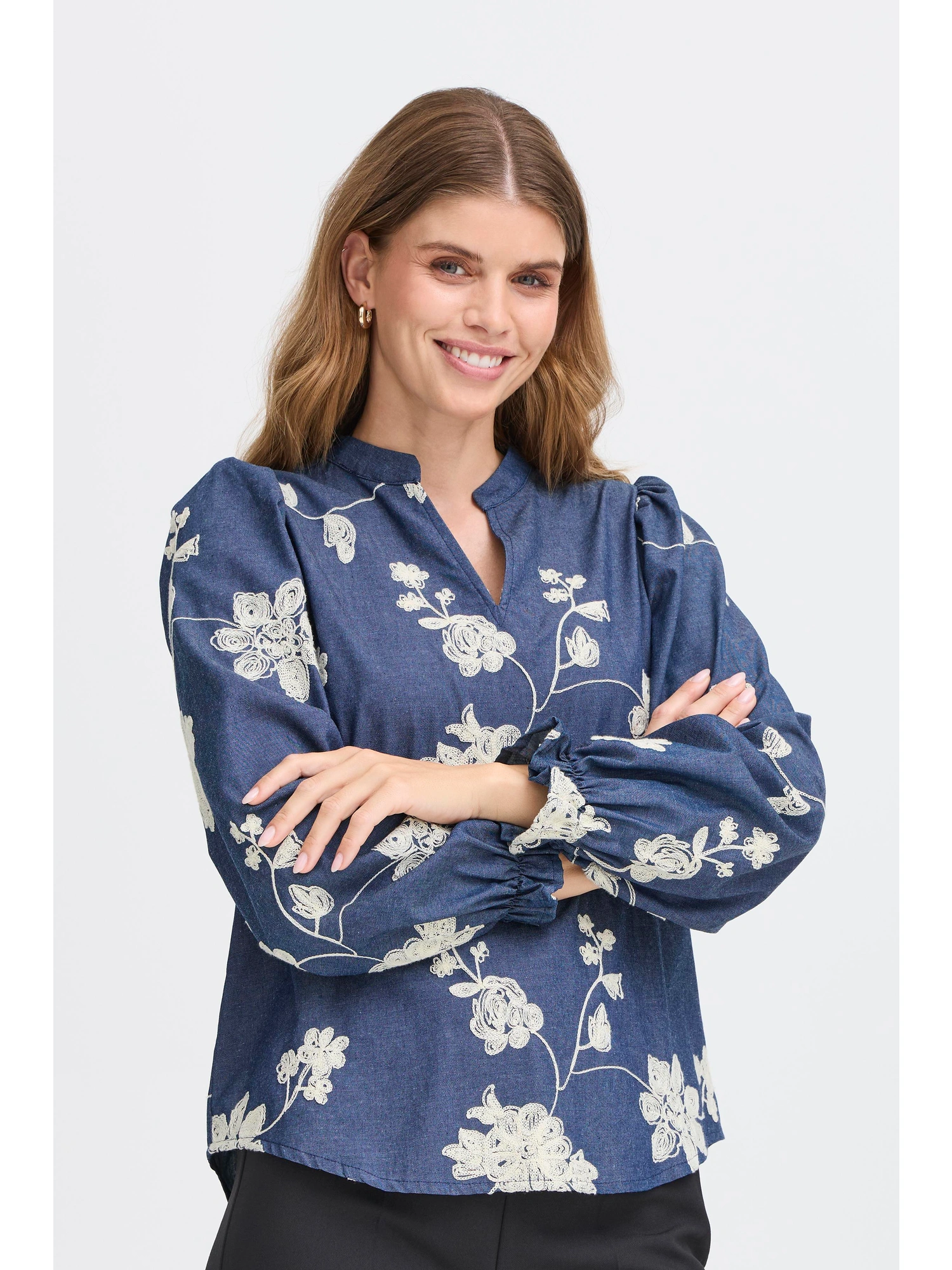 Fransa FRDARANA BL 1 Bluse MID BLUE EMB.