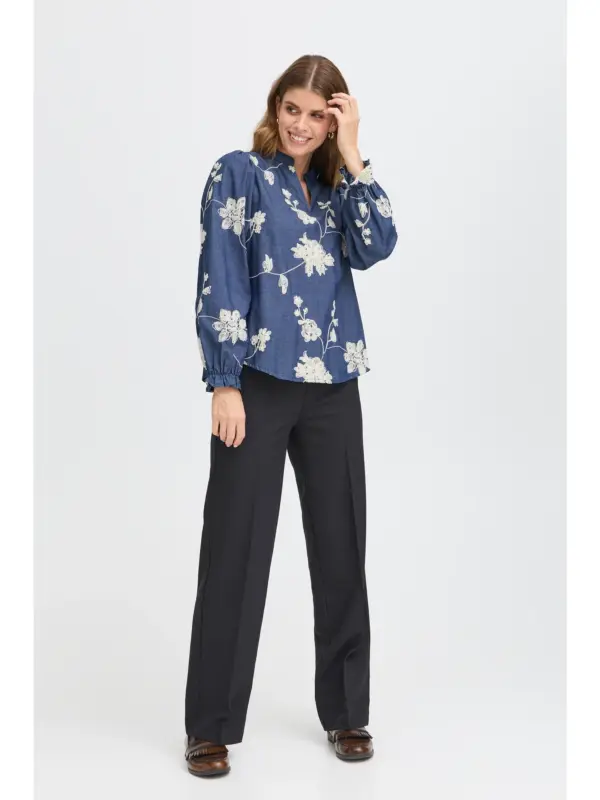 Fransa FRDARANA BL 1 Bluse MID BLUE EMB.