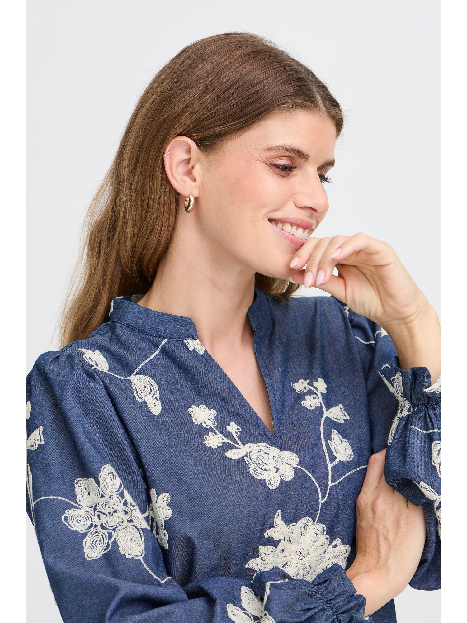 Fransa FRDARANA BL 1 Bluse MID BLUE EMB.