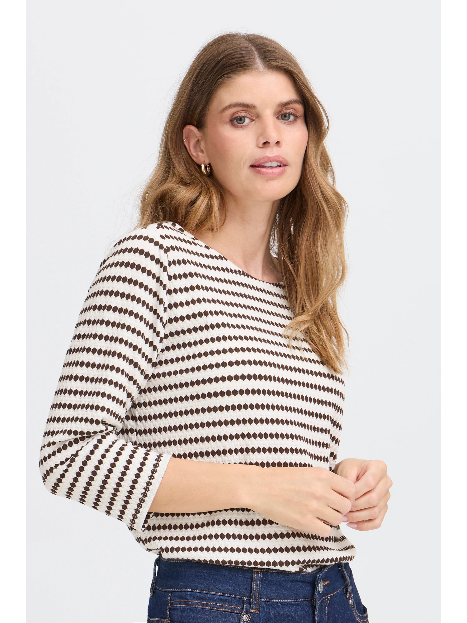 Fransa FRJOSIE TEE 2 T-shirt CHOCOLATE TORTE STRIPE