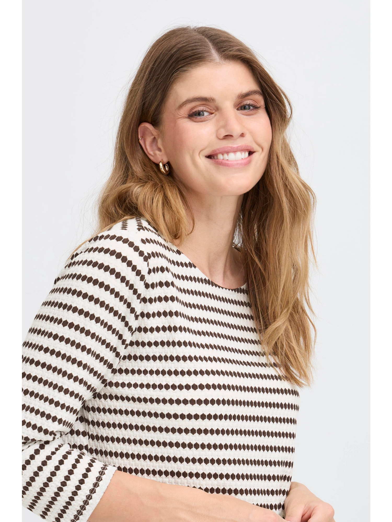 Fransa FRJOSIE TEE 2 T-shirt CHOCOLATE TORTE STRIPE