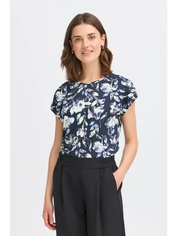 Fransa FRSEEN TEE 1 T-shirt DIS FLORAL SMALL NIGHTSKY