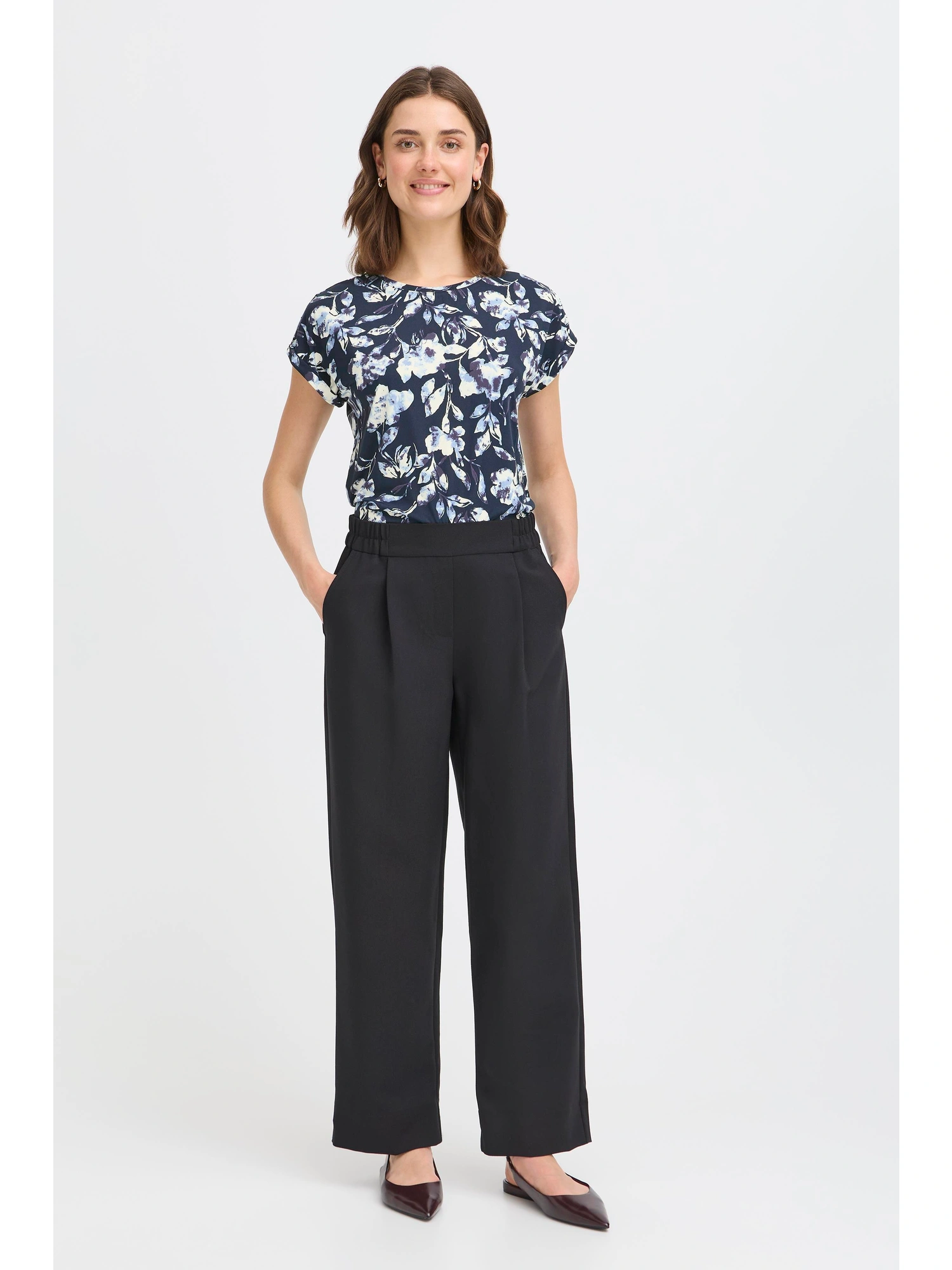 Fransa FRSEEN TEE 1 T-shirt DIS FLORAL SMALL NIGHTSKY