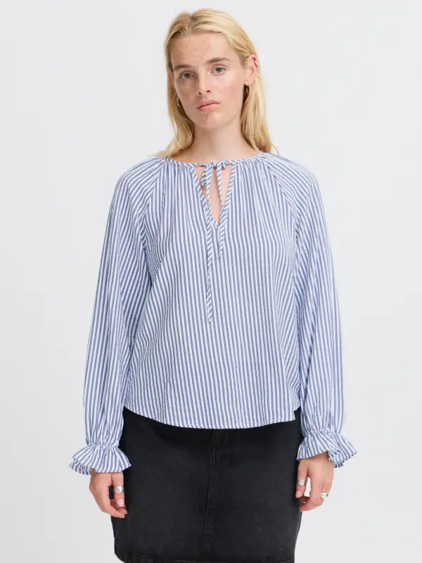 ICHI IXSHEILA SH Bluse Cloud Dancer w blue strip