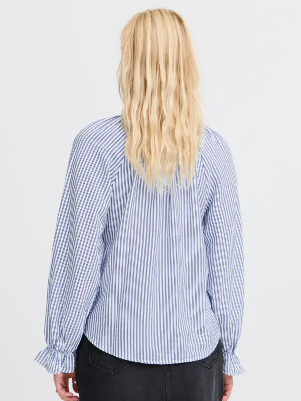 ICHI IXSHEILA SH Bluse Cloud Dancer w blue strip