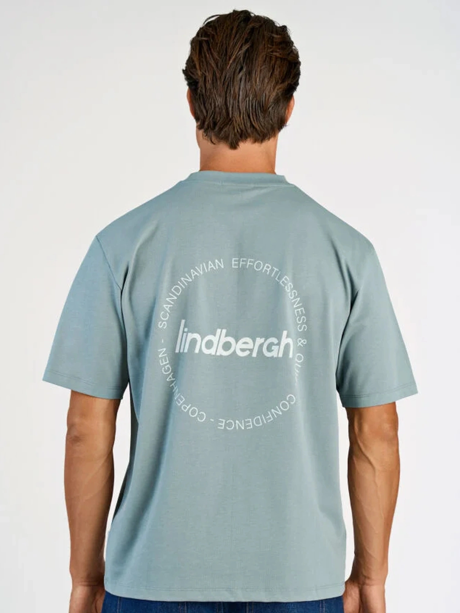 Lindbergh Brand Carrier Oversize T-shirt DK AQUA
