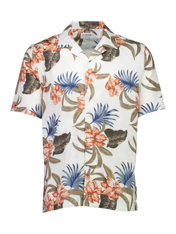 Lindbergh Floral Lyocell Blend Skjorte SOFT CORAL