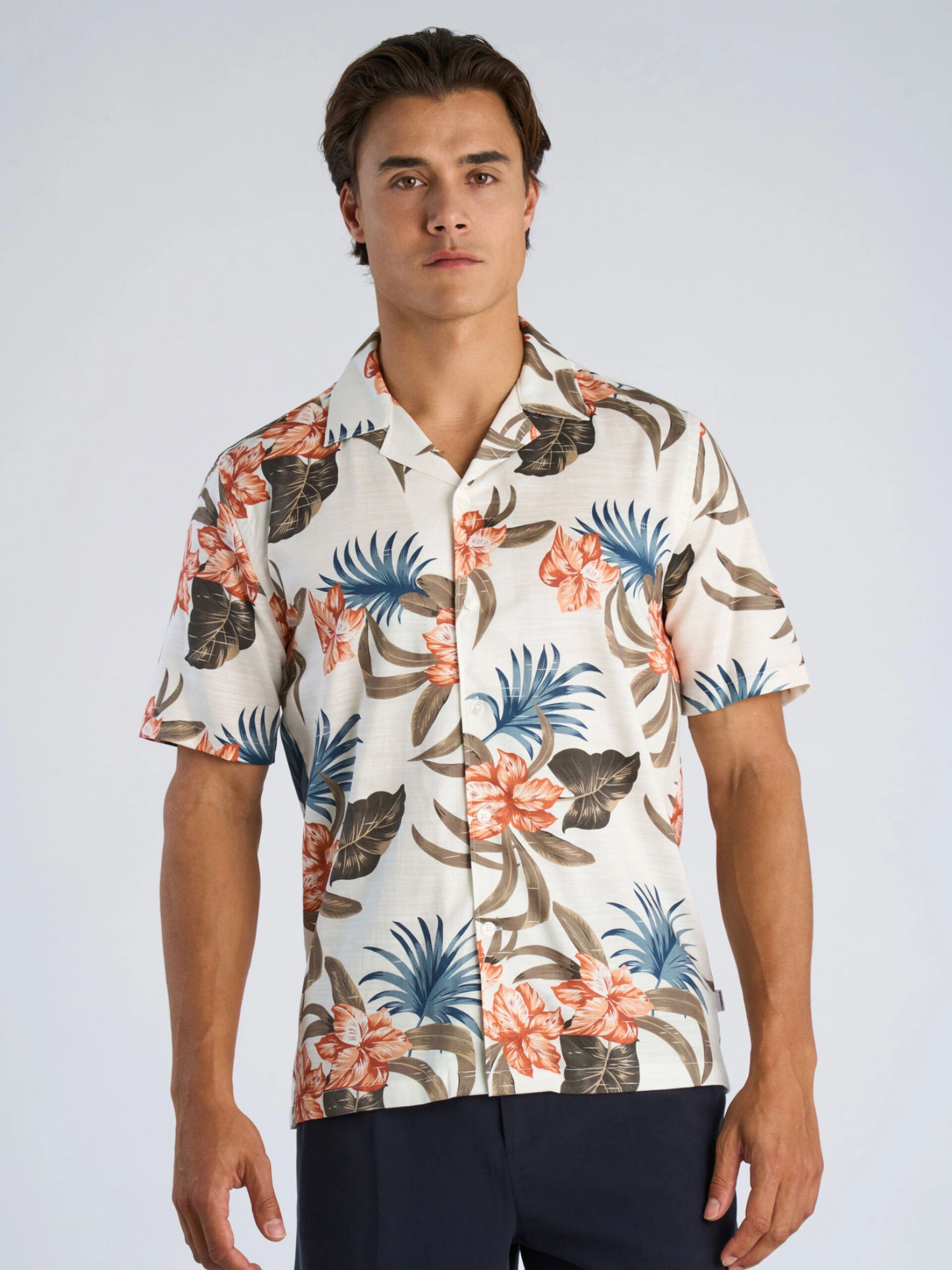 Lindbergh Floral Lyocell Blend Skjorte SOFT CORAL