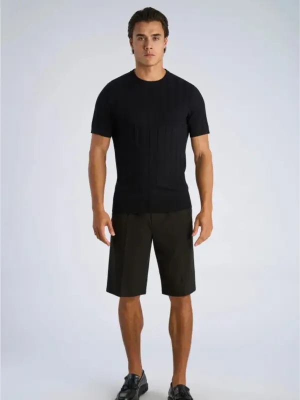 Lindbergh Knitted Crew Neck T-shirt DUSTY BLACK