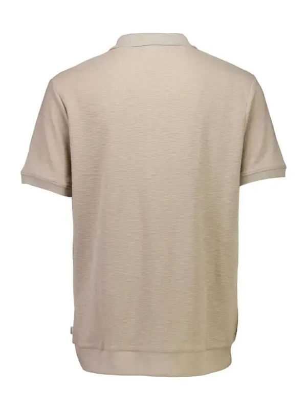 Lindbergh Open Collar Structure Rib Polo STONE