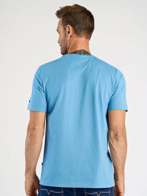 Bison O-neck Print T-shirt LT BLUE MEL
