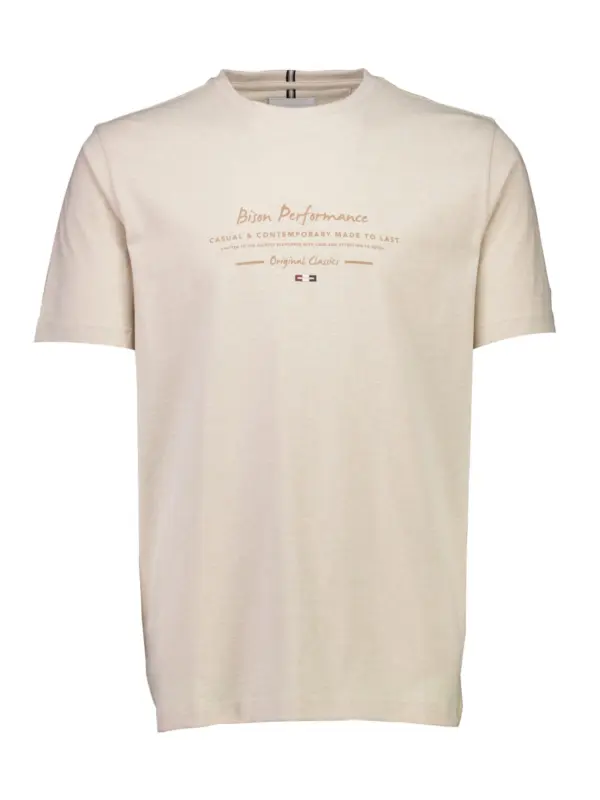 Bison O-neck Print T-shirt LT SAND MEL