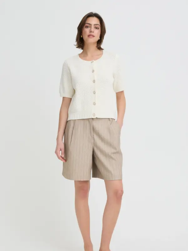 Fransa FRALEX SHO 1 Shorts GRAY MORN MELANGE PINSTRIPE