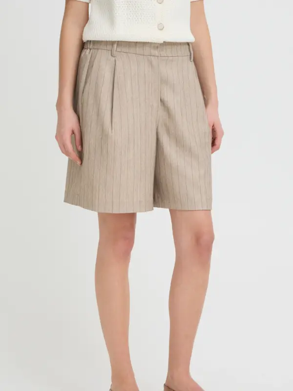 Fransa FRALEX SHO 1 Shorts GRAY MORN MELANGE PINSTRIPE