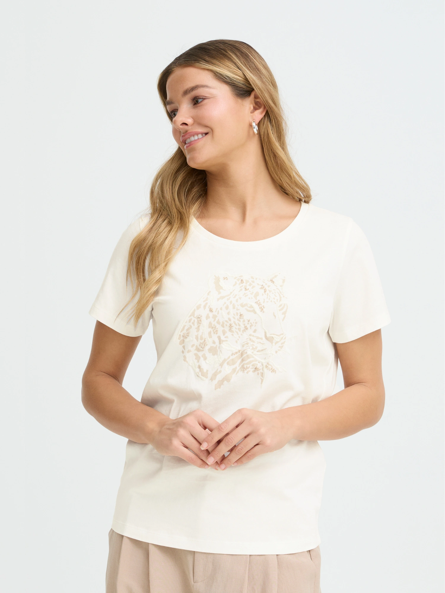 Fransa FREVANI TEE 1 T-shirt WHISPER WHITE LEOP