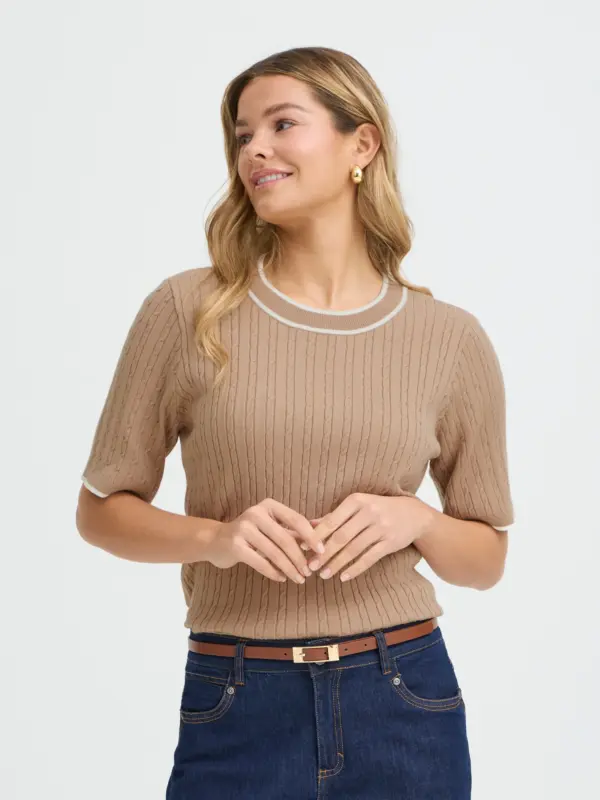 Fransa FRLAUREN PU 1 Pullover SAVANNAH-TAN W. STRIPE