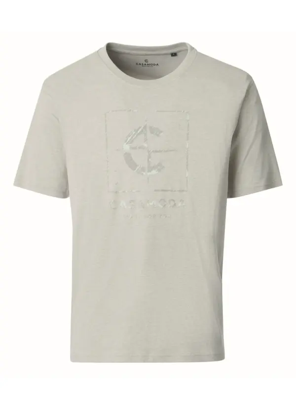 CASAMODA O-neck Print T-Shirt Pumice Stone