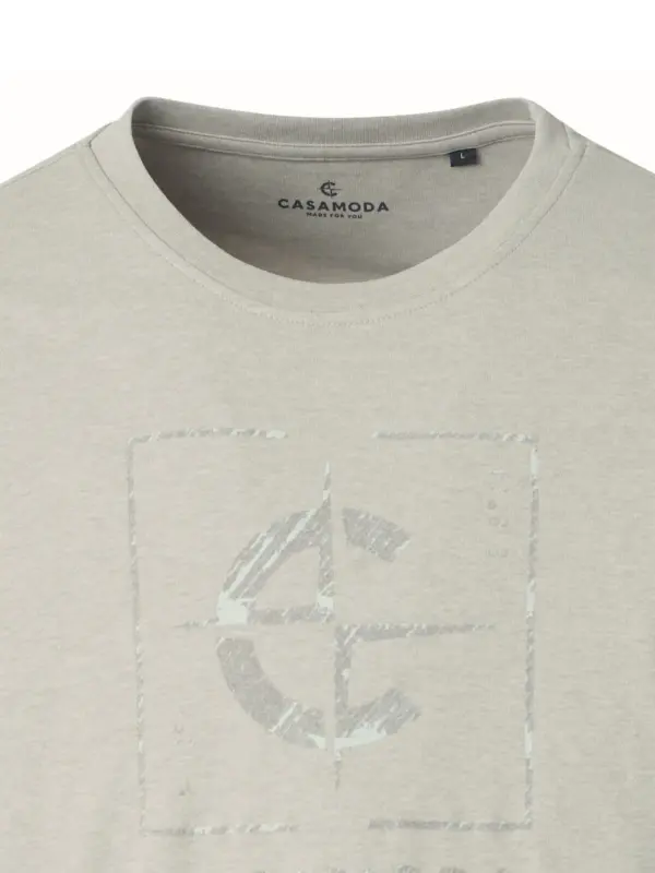 CASAMODA O-neck Print T-Shirt Pumice Stone