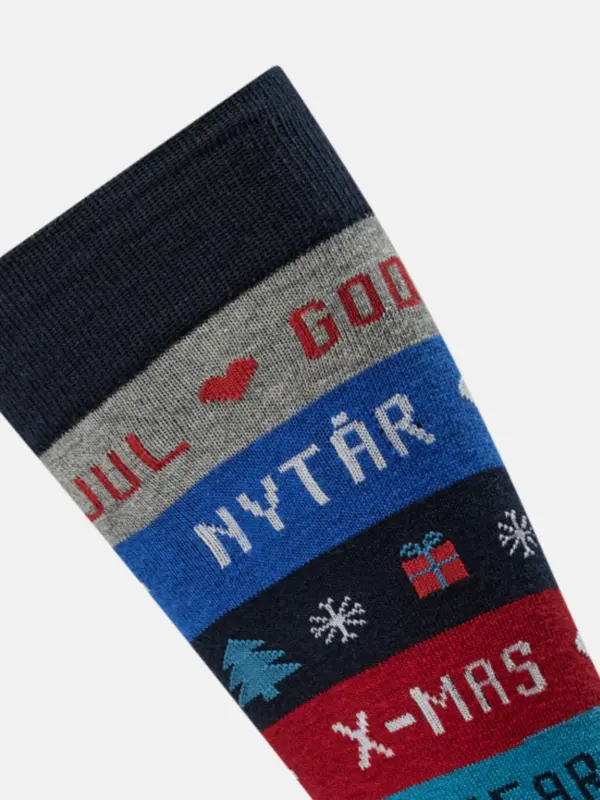 Claudio Strømper m. julehilsen og julemotiv Multi