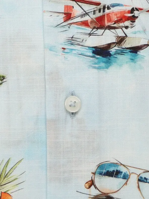 Eterna Modern Fit Cotton/Lyocell Print Skjorte Blue