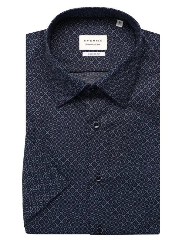 Eterna Modern Fit SS Skjorte Marine