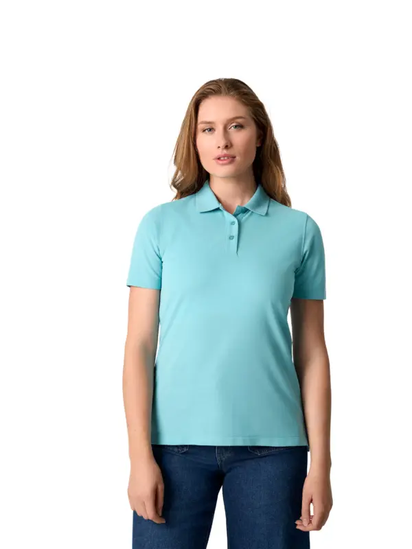 ID Ease poloshirt | Lyocell | dame Støvet aqua 0557-392
