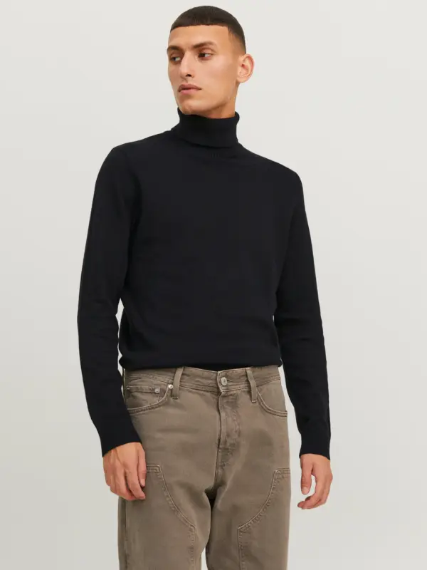 Jack & Jones JJEEMIL KNIT ROLL NECK NOOS Black